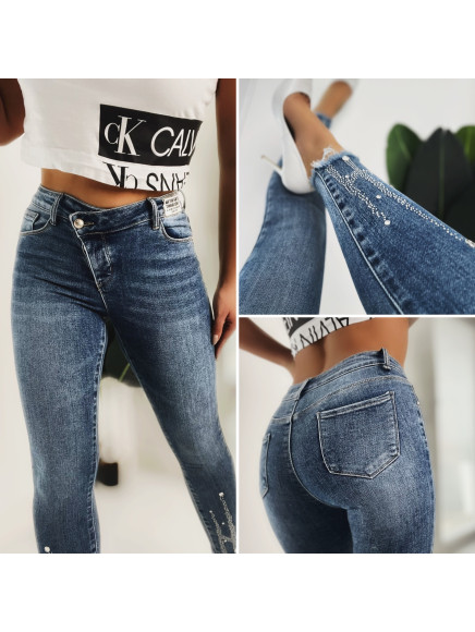 Modne  Spodnie  Jeansowe z...
