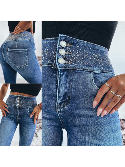 Spodnie  Jeansowe  Z  Cekinami