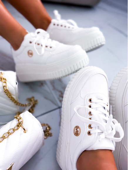 Sneakersy Biało Złote  Gold...